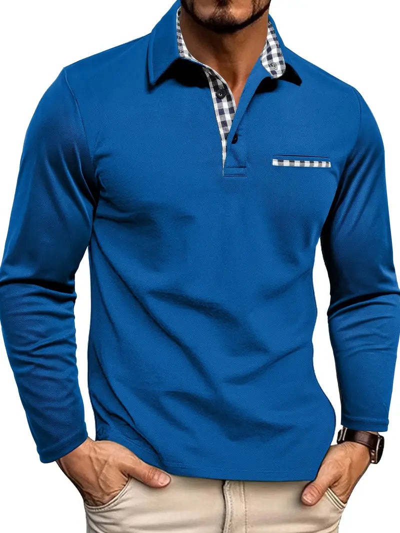 VALENTINI™ | Polo a maniche lunghe con rifinitura Check-Trim