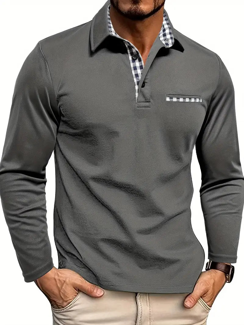 VALENTINI™ | Polo a maniche lunghe con rifinitura Check-Trim