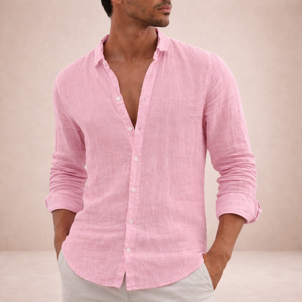 VALENTINI™ | Camicia in lino a collo aperto