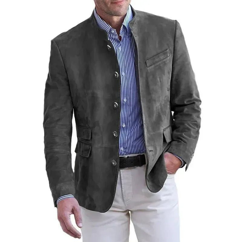VALENTINI™ | Blazer in camoscio con colletto rialzato