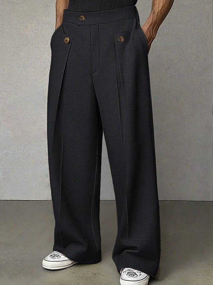 VALENTINI™ | Pantaloni a pieghe con bottoni