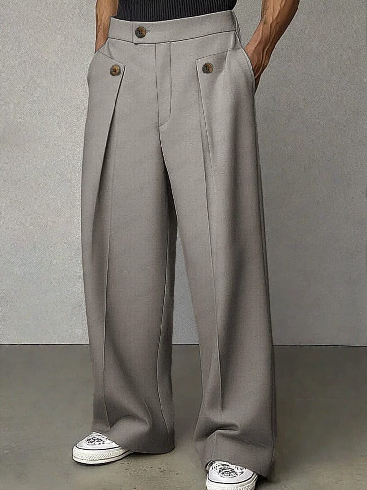 VALENTINI™ | Pantaloni a pieghe con bottoni