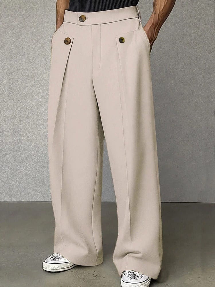 VALENTINI™ | Pantaloni a pieghe con bottoni
