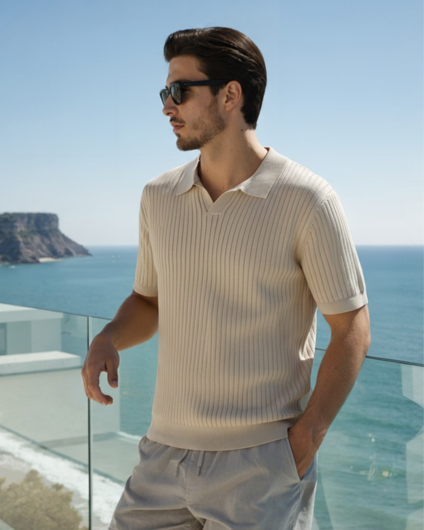 VALENTINI™ | Polo in maglia a coste con colletto classico